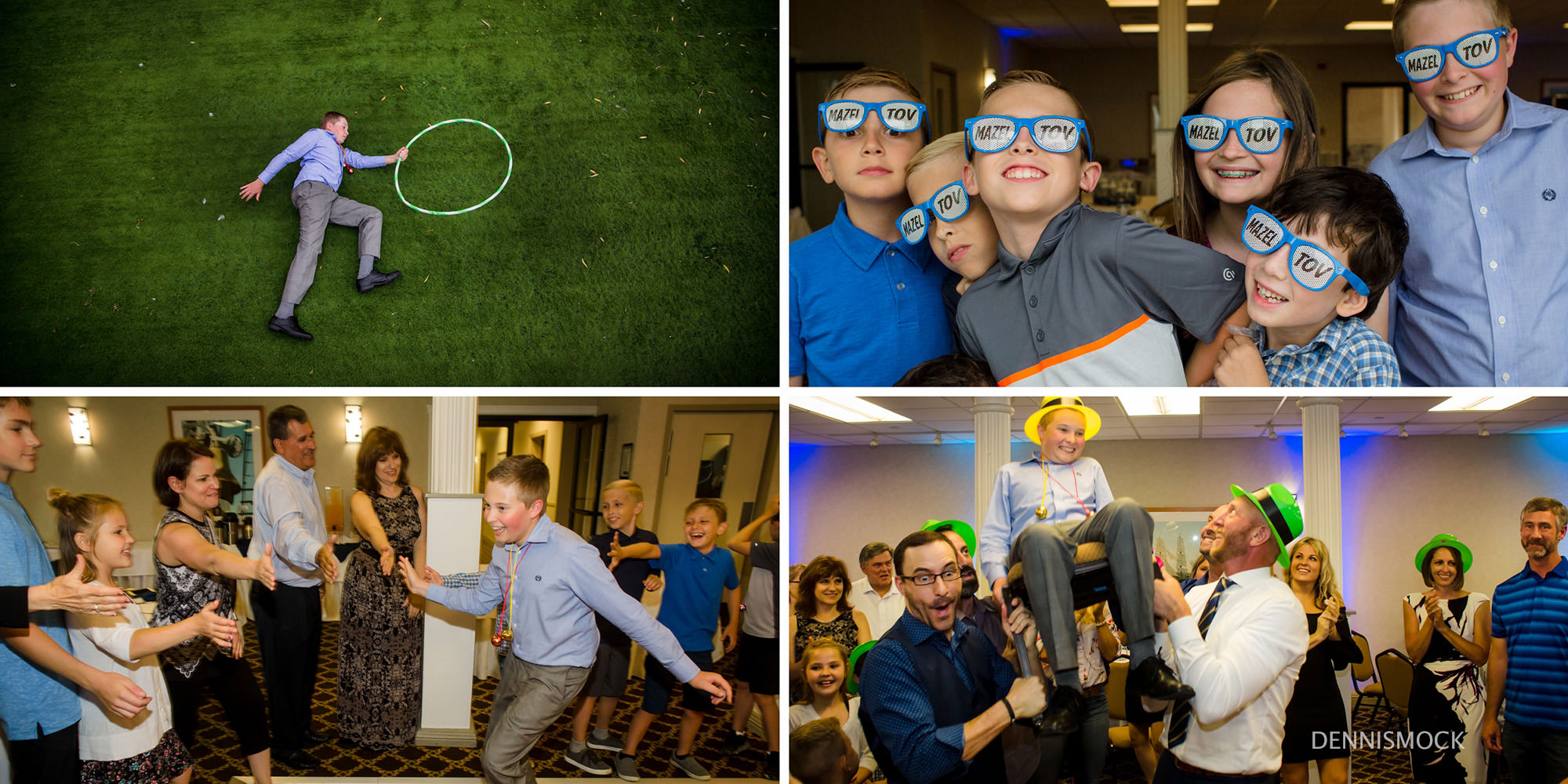 San Diego Bar Mitzvah party pictures  with kids dancing and family celebrating this special milestone. Photo by Dennis Mock 