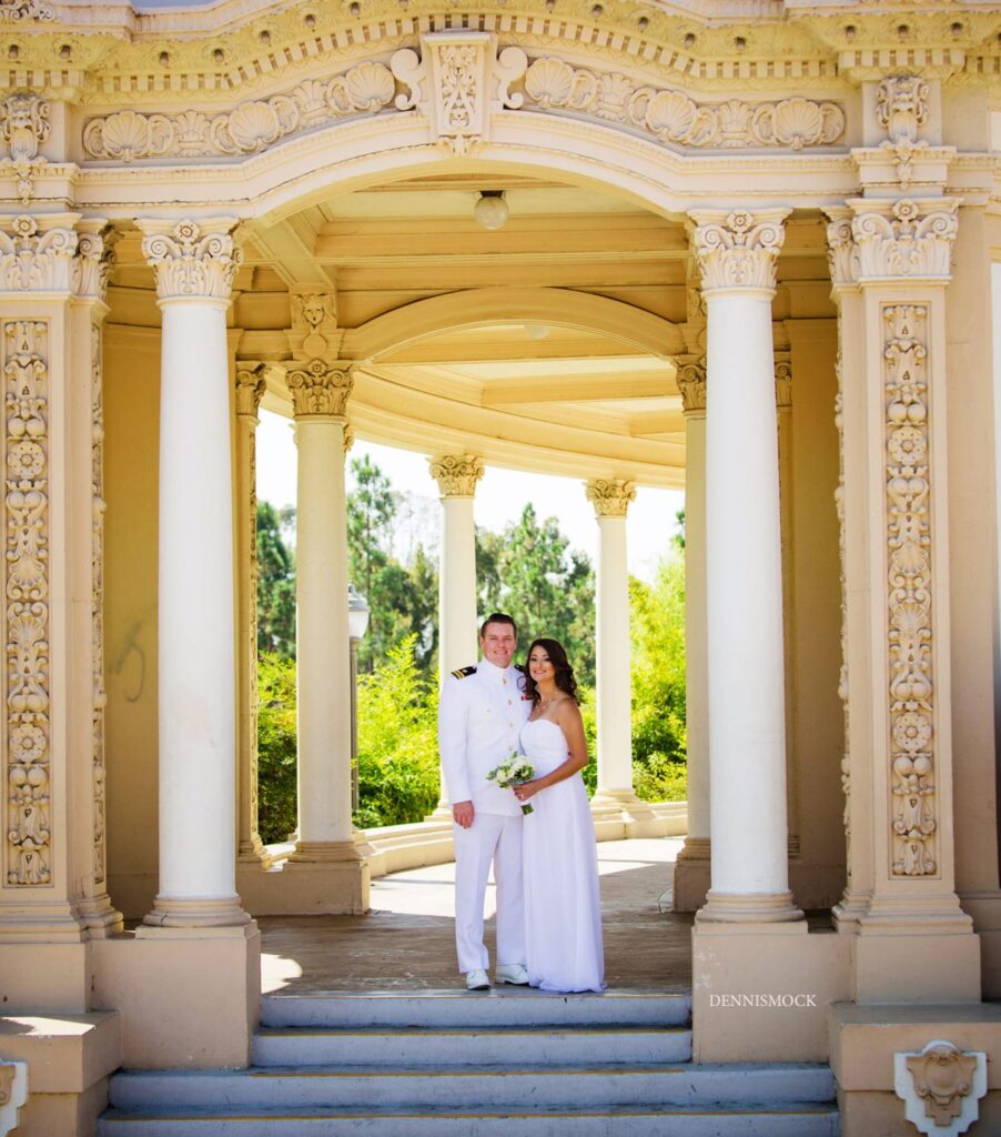 Military couple elopes to Balboa Park for a beautiful portrait 