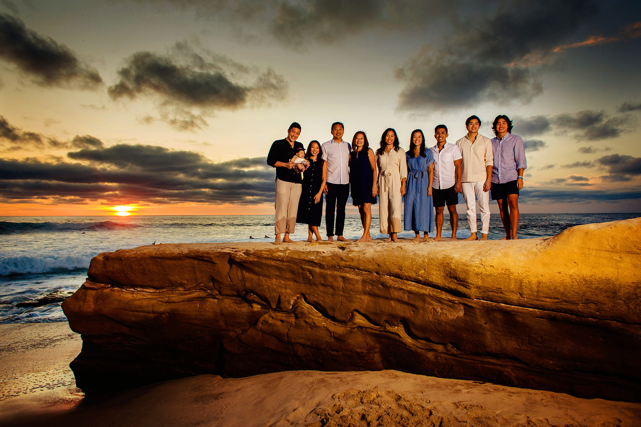 Love photographing familes at San Diego's favorite beach in La Jolla. Best place for sunsets on the rocky cliffs